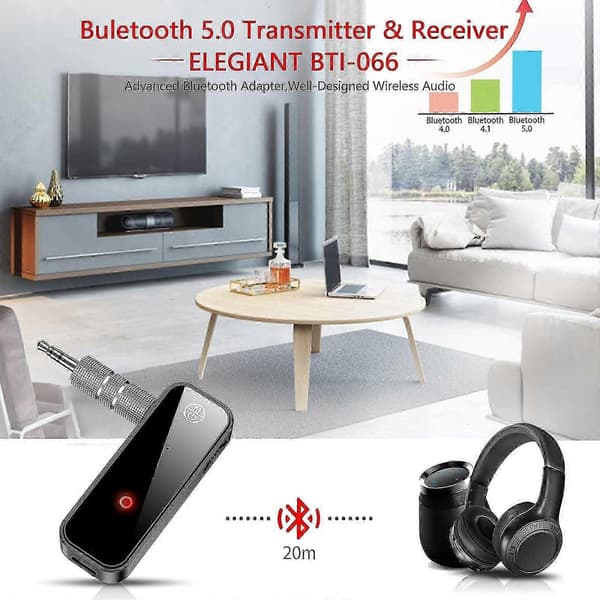 Bluetooth-mottaker, Bluetooth-adapter for bil, 5.0 Bluetooth-sender, bærbar trådløs 3,5 mm Aux Bluetooth-adapter 2024THO
