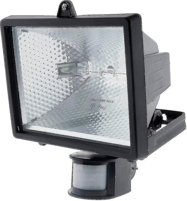 400W Svart Halogen Floodlight med Detektor - IP44 CE