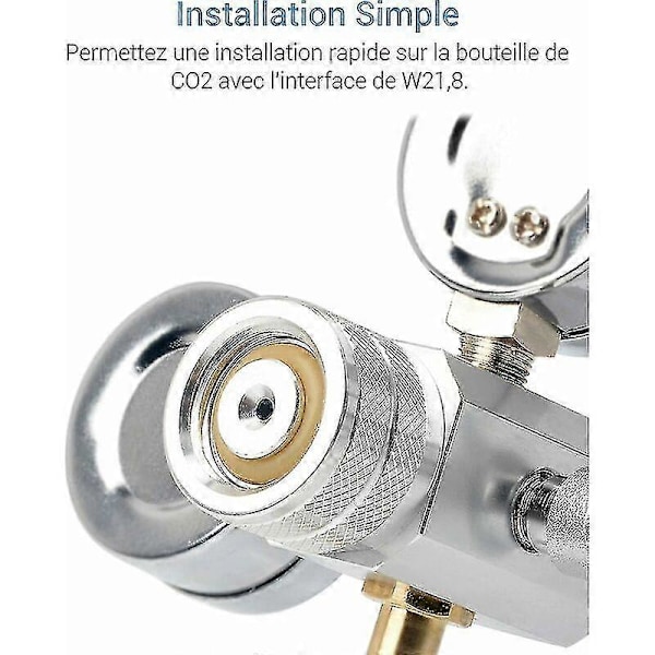 Akvarium CO2-regulator med 12V-adapter, tryckreducerare för akvarium, dubbla tryckmätare inklusive bubbelräknare och backventil, W21.8-gränssnitt