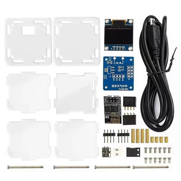 ESP8266 DIY Elektroniikkasarja Mini Sääennustuskello WIFI-verkolla OLED-näytöllä ja Kotelolla D
