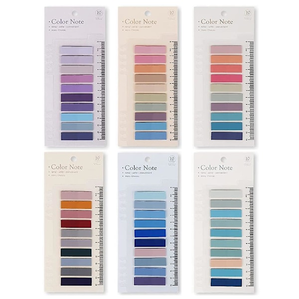 1200 stk. Sticky Tabs Bokmerker, 60 Farge Morandi Sticky Tabs, Farge Sidemarkør