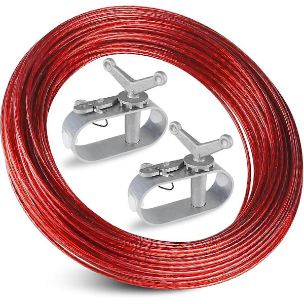 Bassengtrekk Kabel og 2 Vinsjer, Plastbelagt Stålkabel, Aluminium Fjærrygg, Skralle for Sikring