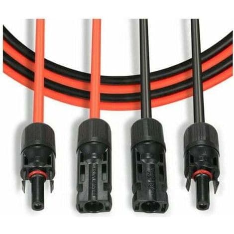 Fotovoltaisk solcelleforlængerkabel, solcellepanel-forlængerkabel med MC4-stik, rød + sort par, 14AWG, 3 meter / 10 fod