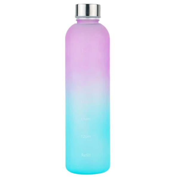 Minimalist Motivational Water Bottle with Time Marker 1000ml Pink