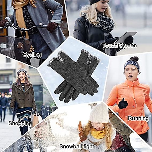 Dame Touch Screen Hansker - Vinterhansker, Varme Touch Screen Hansker Dame Varme Vindtette Hansker