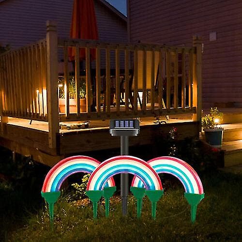 3 stk. Udendørs Solcelle Have Lamper LED Regnbue Sti Lys Lampe Bd xi