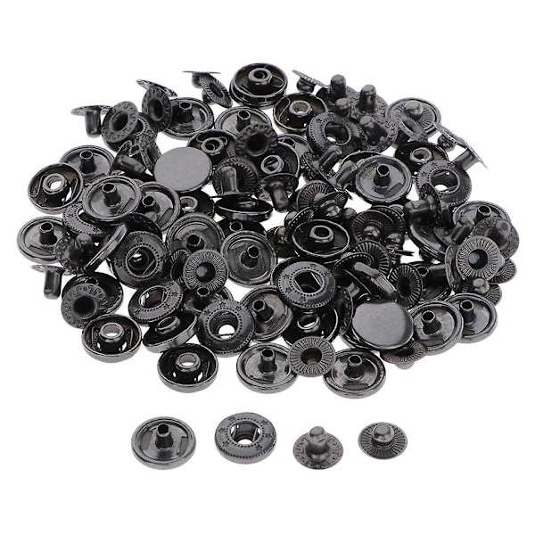 30x Tryckknappar Snäppfästen för Läderjacka Jeans Väska Svart 17mm 2024THO