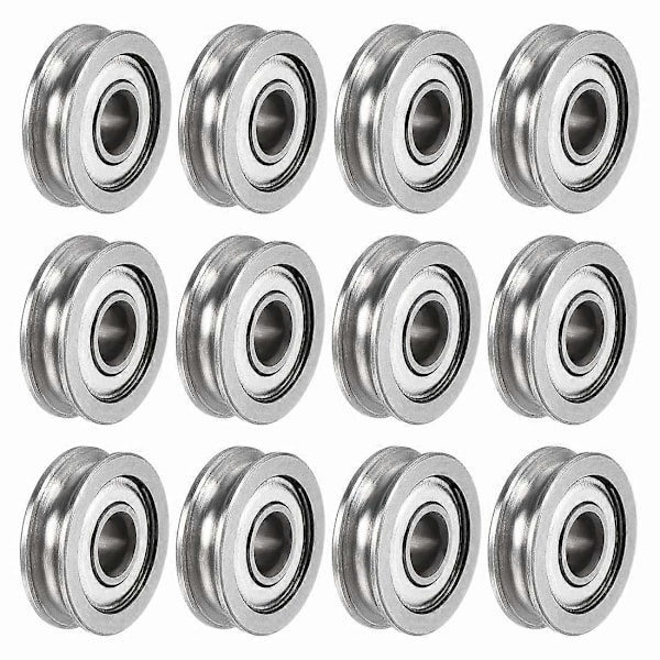 12 st/set U604ZZ 4*12*4mm U-spår Kullager Guide Remskiva För Räls Linjär Rörelsesystem Lager