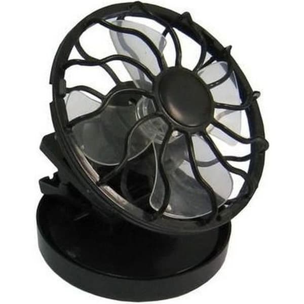 Mini bærbar solcelleventilator, miniventilator med fastgørelsesclips, rund base - sort, ideel til sommerbrug.