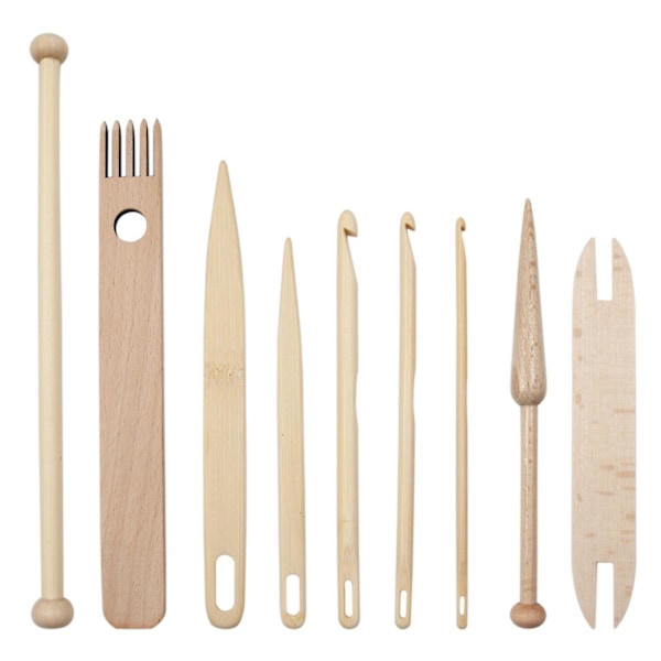 9 st vävverktyg trä handvävstol stick set virknål stick gobeläng vävning tillbehör DIY