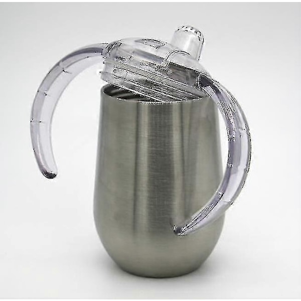 Baby Sippy Kopp Med Håndtak Dobbelt Lag 304 Rustfritt Stål BPA-fri (Naturfarge)