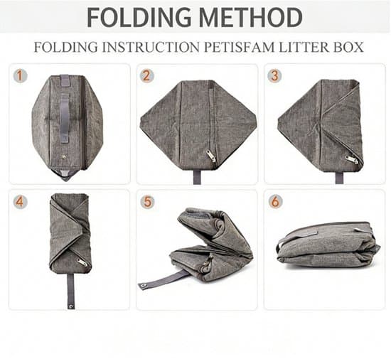 Foldable Travel Cat Litter Box, Portable Cat Litter Box - Waterproof - Lightweight - Foldable - With Carrying Strap - Includes Cat Litter Scoop - 30x30x11...