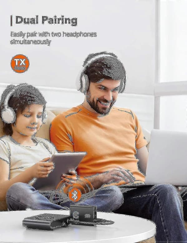 Taotronics Bluetooth 5.0 Sender/Mottaker - 2-i-1 Trådløs Lydadapter (aptX Lav Latens)