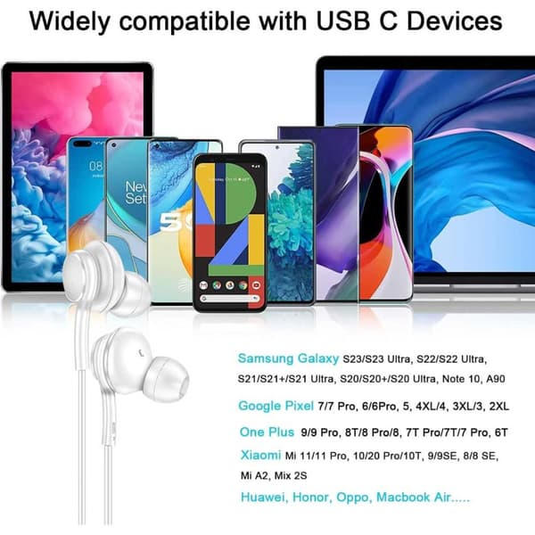 Kablede USB-C hodetelefoner ørepropper med mikrofon DAC Svart