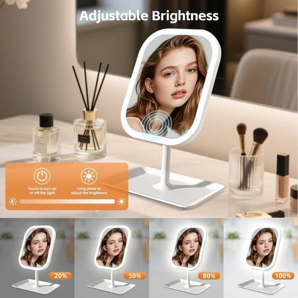 Sminkespeil med belysning - 3 lysfarger - Dimbar - Speil med lys - Smart Touch - USB-ladeport