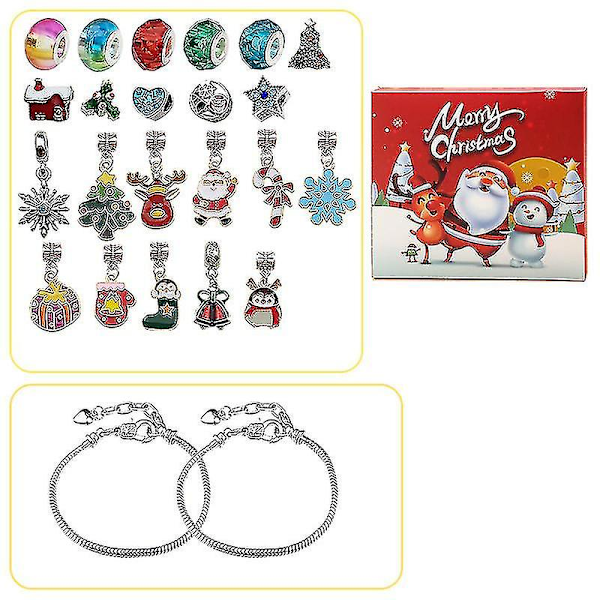 2024 24 Dages Nedtælling Julegave Blind Box DIY Hængende Armbåndssæt Børn Piger Ty