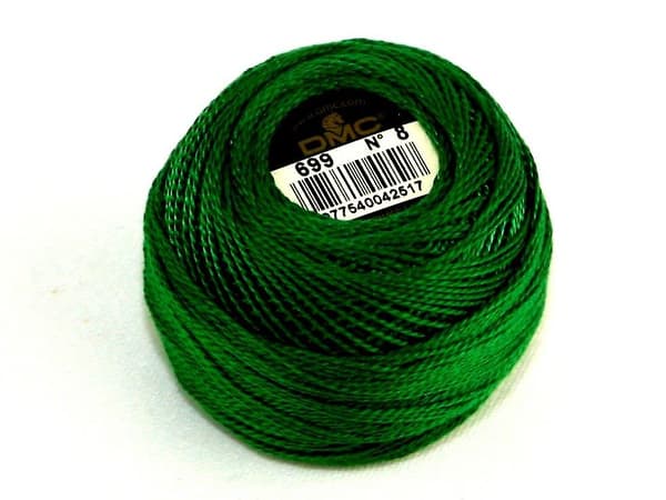 DMC Storlek 8 Cotton Perle Tråd 80m 699 - per 10 grams nystan