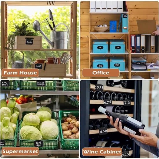 15 Pieces - Removable Clip-On Labels - Mini Blackboards - PVC Storage Classification Clip - Black