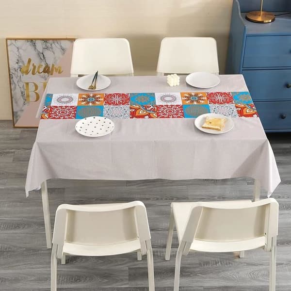 Rektangulär belagd duk, vattentät duk, 140 x 220 cm PVC-duk, tvättbar, lättskött duk, för bord