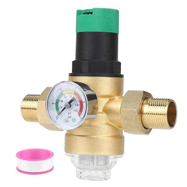 Vatten Tryckregulator med Tryckmätare och Silfilter 3/4 Tum DN20 Tryckregulator