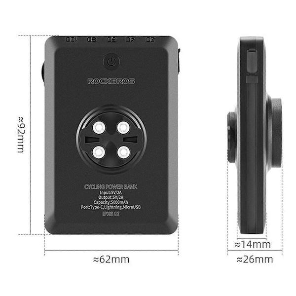 Type-C Latautuva Vedenkestävä Polkupyörän Ohjaustangon Taskulamppu 5000mAh Akulla