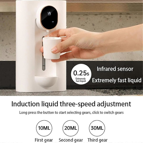 Automatisk munsköljsdispenser för badrum 53 cl Väggmonterad Smart Munsköljsdispenser med 2 Återanvändbara Muggar Vit