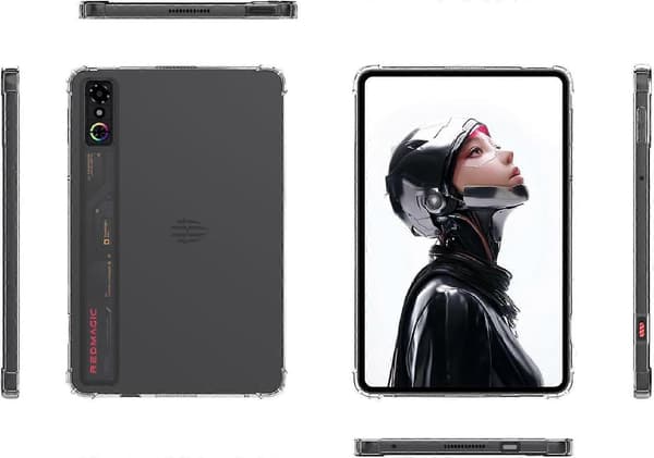 Etui for RedMagic Astra Gaming Tablet, myk TPU-bakside, transparent rød