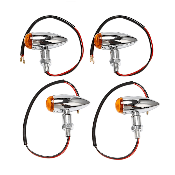 4 stk/sett Krom Motorsykkel - Blinklys Indikatorlys Lampe Universal for ///