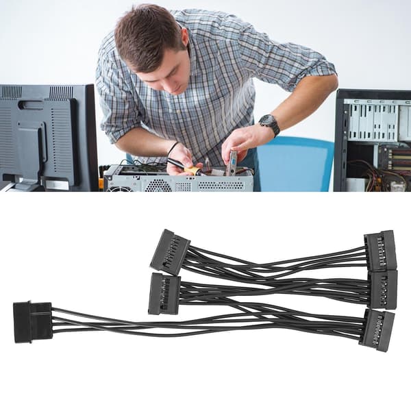 2 stk. molex 4Pin IDE til 5 SATA 15Pin Harddisk Strømforsyning Splitter Kabel til DIY PC Server 18AWG 4