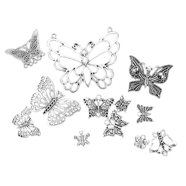 12 stk. Blandede Vintage Sommerfugle Perler Vedhæng til Smykkefremstilling DIY Armbånd