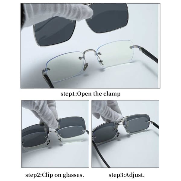 Sammenleggbare Metall Clip-on Solbriller Flip Up Sølv
