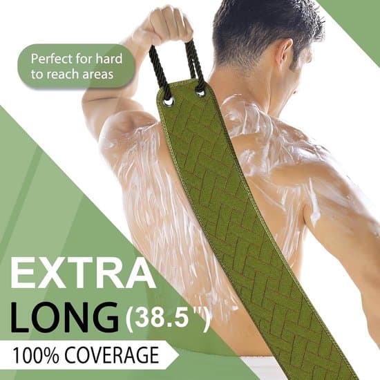 Exfoliating Back Scrubber with Improved Handle, 98cm Double-Sided Body Scrubber, Exfoliating Shower Towel, Unisex Deep Cleaning Back Scrubber (Green).
