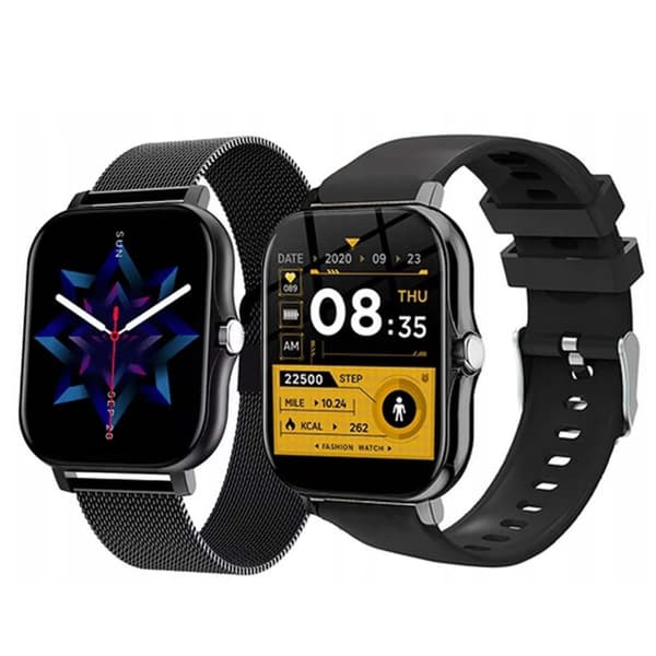 FitPro Bluetooth Smartwatch med 2 armbånd | Puls, blodtryk, søvn og bevægelse sort