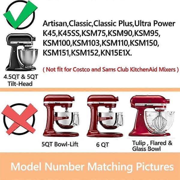 Til Kitchen Aide Tilbehør 4,5-5 Qt Tilt- Stand Mixere til Piskeris Tilbehør til K45B/K5THCB/K5THBS