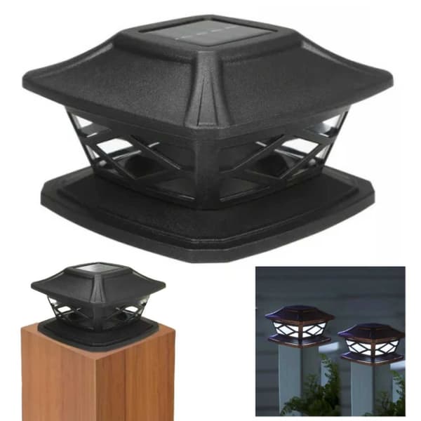 2-Pack Solar Lamp for Posts and Pillars – LED Garden Light Black