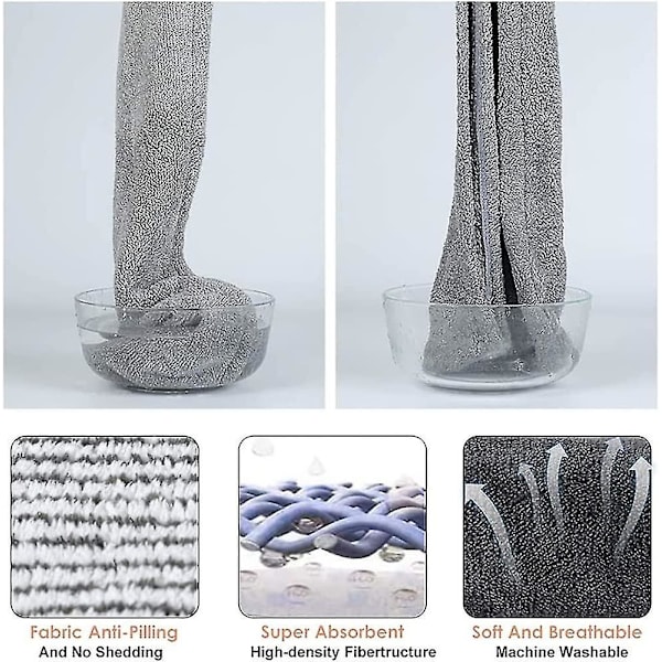 Hårhandduk Superabsorberande Handduk Med Knapp Torkhuva Snabbtorkande Duschhårhuva (grå randig) (2-pack)