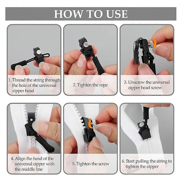 Dragkedjereparationssats, 12 delar Universal Instant Dragkedja Fixering Glidande Tand Skruvhuvuden 3