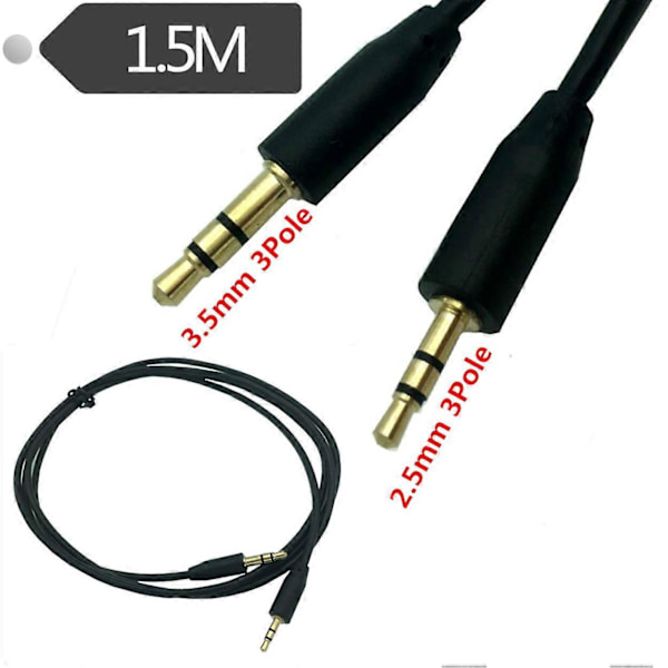 Korkealaatuinen 2,5 mm uros - 3,5 mm uros äänikaapeli, toimii auton AUX-liitännän kanssa, uros - uros