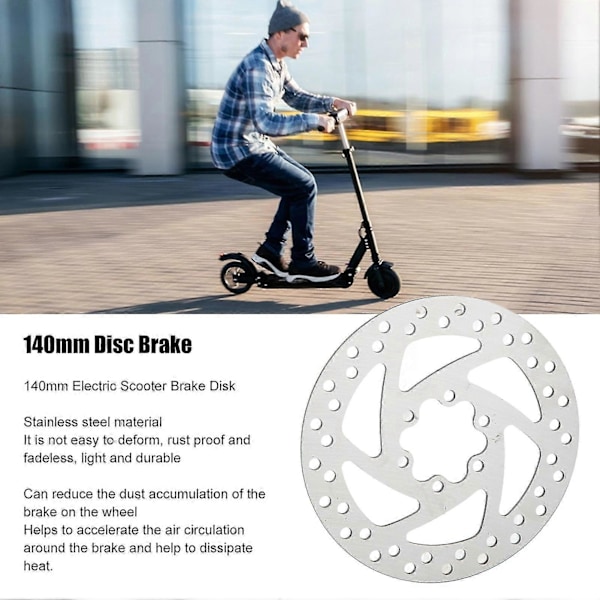 Elektrisk Scooter Bremse Skive 140mm Rustfrit Stål 6 Hul med Skruer 2025th