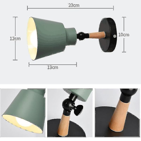Enkel Macaron Sängbord Vägglampa Trä Blixtlås Brytare Dekorativ Vägglampa