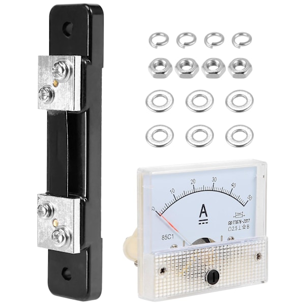DC 0-50A Analog Amp Meter Ammeter Ström Panel + 50A 75mV Shunt Resistor