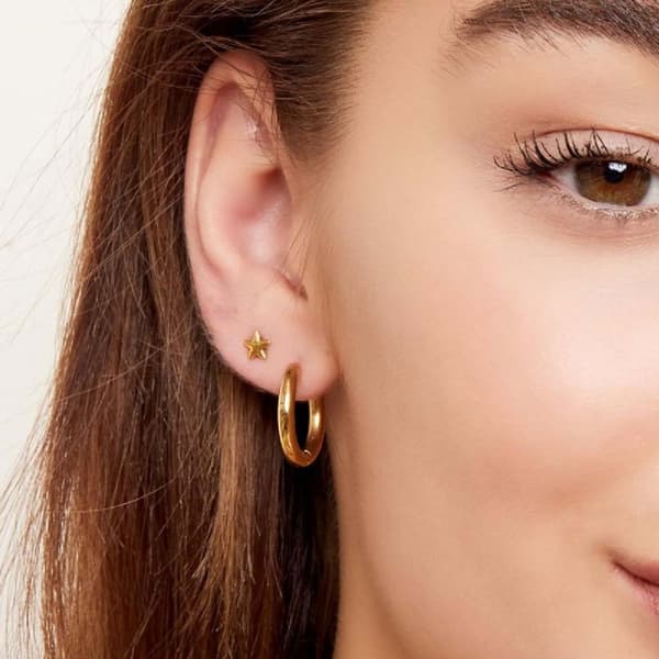 Creoler Simple Hoops Øreringe i Rustfrit Stål Guld XL