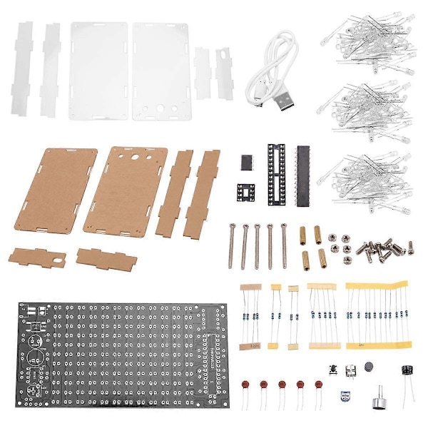 Mini Elektronisk Display Ljudaktiverad Hem Stereo Högtalare DIY Lödprojekt Kit