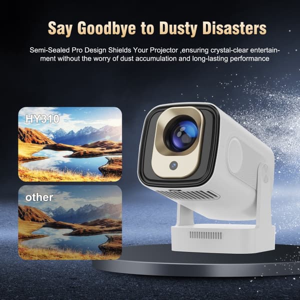 2026 HY310 Full HD 1080p Smart Projector, Android 14, Autofocus, 4K Support & AirMouse