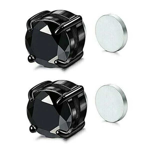 2-pack Magnetic Piercing Fake Earring Crystal Black
