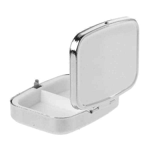 5,6x4,2 cm Rektangulær Mini Pilleboks i Rustfritt Stål, Solid Farge Sølv, Medisinorganisator, Holder for Tabletter og Kapsler, Dispenser
