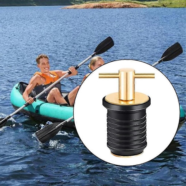 Marine Båd Afløbsprop T-Håndtag Skrue Justerbar Gummi Dæks Afløbsprop, Guld 19MM