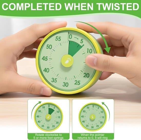 Børnevenlig visuel timer - Mekanisk timer - Magnetisk 60-minutters timer - Til køkken, klasseværelse og kontor