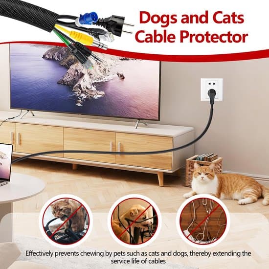 3m x 30mm Black Cable Protector - Self-Adhesive - Computer and TV Cable Organizer - Anti-Chew Protection