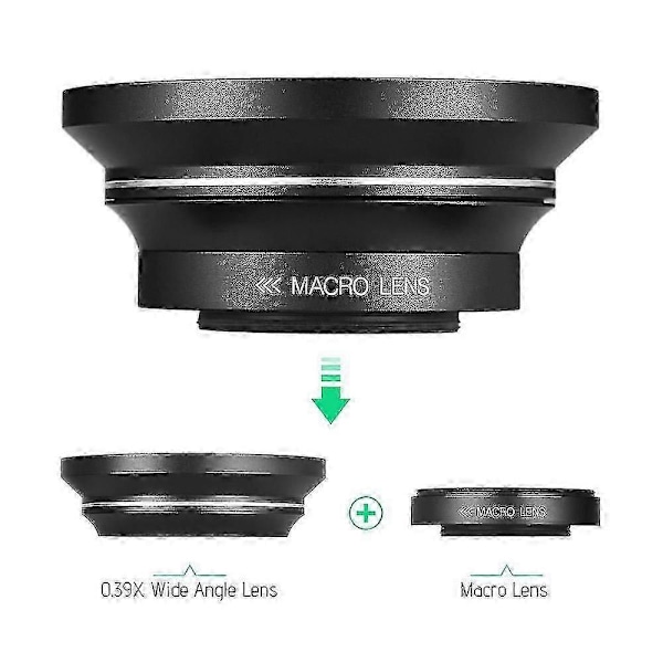30mm 37mm 0.39X Full HD Vidvinkel Makroobjektiv för Ordro Digital Videokamera